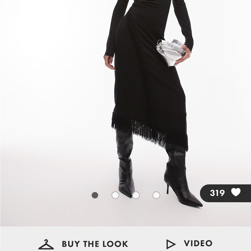 & Other Stories Black Fringe Dress XS